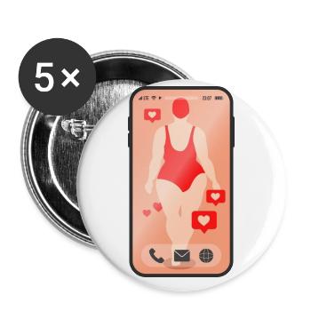 Téléphone portable Femme Smartphone Cadeau - Lot de 5 petits badges (25 mm) - blanc - Devant