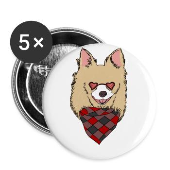 Chihuahua Dog Long Hair Beige Fur Sunglasses - Buttons small 1''/25 mm (5-pack) - white - Front