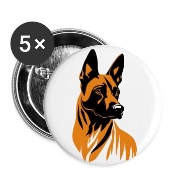 Portrait Malinois Belge Berger Belge - Lot de 5 petits badges (25 mm) - blanc - Devant