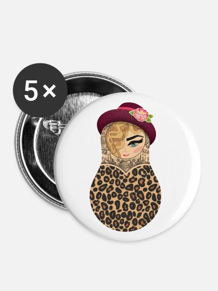 Matroschka Lea - Buttons klein 25 mm (5er Pack) - Weiß