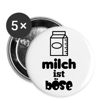 Milch ist böse - Buttons klein 25 mm (5er Pack) - Weiß - Vorne