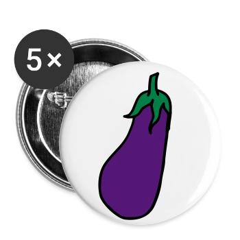 Aubergine Eggplant - Lot de 5 petits badges (25 mm) - blanc - Devant