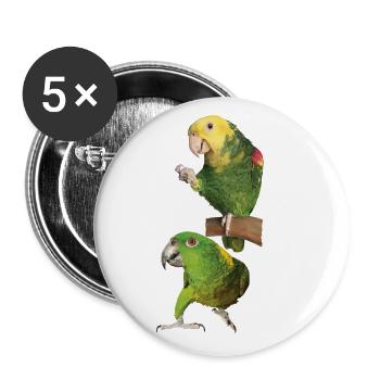 Parrots - Buttons small 1''/25 mm (5-pack) - white - Front