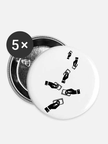Geld Money silhouette - Buttons klein 25 mm (5er Pack) - Weiß