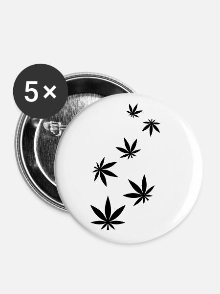 Hanf Blatt Icon - Buttons klein 25 mm (5er Pack) - Weiß