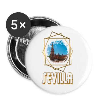 Sevilla Spanien Stadt Skyline Heimat Liebe Gold - Buttons klein 25 mm (5er Pack) - Weiß - Vorne