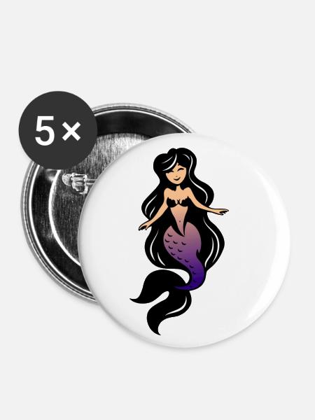 Sirene - Buttons klein 25 mm (5er Pack) - Weiß