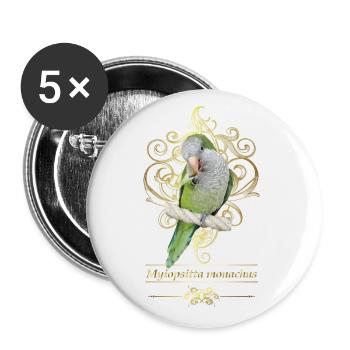 Argentine Parakeet - Buttons small 1''/25 mm (5-pack) - white - Front