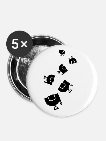 Sattel Reiten - Buttons klein 25 mm (5er Pack) - Weiß