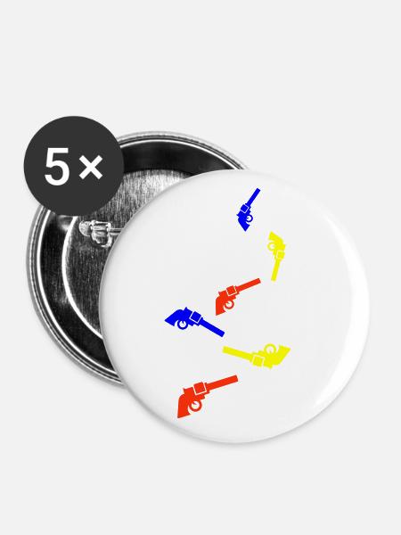 waffe symbol pistole - Buttons klein 25 mm (5er Pack) - Weiß