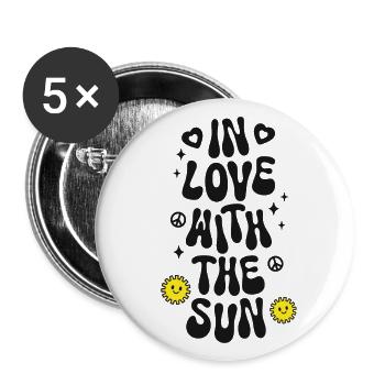 Amoureux du soleil Spruch Trendy Retro Peace - Lot de 5 petits badges (25 mm) - blanc - Devant