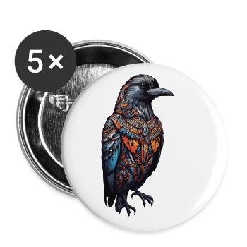 Bohemian Raven Mysticism Colors Mandala Design - Buttons small 1''/25 mm (5-pack) - white - Front