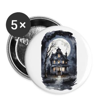 Creepy Geisterhaus Halloween Vintage Grusel - Buttons klein 25 mm (5er Pack) - Weiß - Vorne