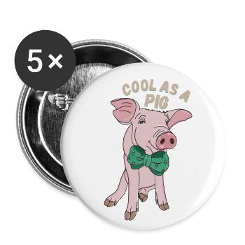 Cool as a Pig - Buttons klein 25 mm (5er Pack) - Weiß - Vorne