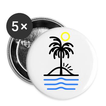 Palmen Insel - Buttons klein 25 mm (5er Pack) - Weiß - Vorne