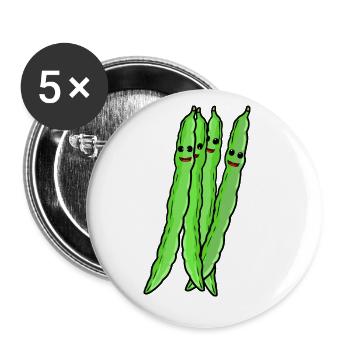 Bohnen Bohne Gemüse - Buttons klein 25 mm (5er Pack) - Weiß - Vorne