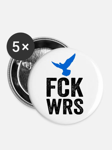FCK WRS - Buttons klein 25 mm (5er Pack) - Weiß