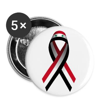 Boucle de la paix en Syrie - Drapeau de la liberté - Lot de 5 petits badges (25 mm) - blanc - Devant