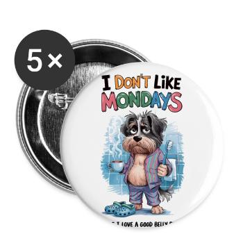 Monday grouches with a belly to rub - Buttons small 1''/25 mm (5-pack) - white - Front