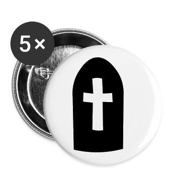 Gravestone with cross / gravestone / Halloween - Buttons small 1''/25 mm (5-pack) - white - Front