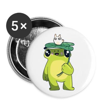 Frosch mit Blatt - Buttons klein 25 mm (5er Pack) - Weiß - Vorne