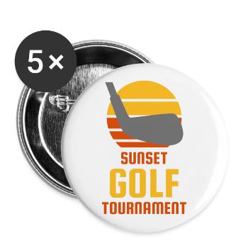 Sunset golf tournament (Golfschläger, Sonne) - Buttons klein 25 mm (5er Pack) - Weiß - Vorne