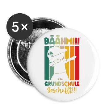 Grundschule Geschafft 2026 Grundschulabgänger - Buttons klein 25 mm (5er Pack) - Weiß - Vorne