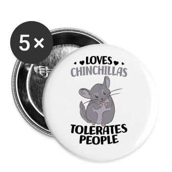 Chinchilla - Lot de 5 petits badges (25 mm) - blanc - Devant