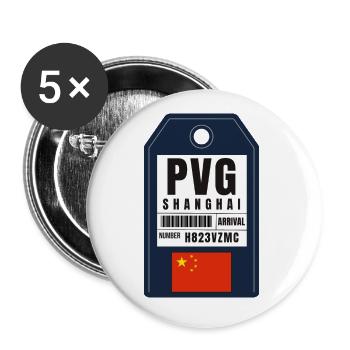 Shanghai Boarding Pass - China Airport Ticket PVG - Buttons small 1''/25 mm (5-pack) - white - Front