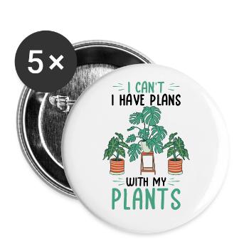 Hobby gardeners | gifts Houseplants Plants - Buttons small 1''/25 mm (5-pack) - white - Front