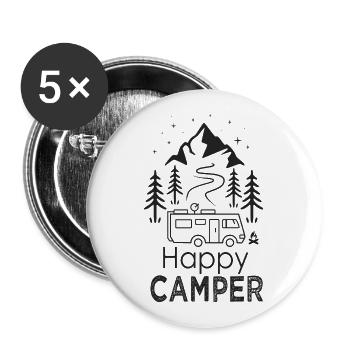 happy Camper Van campervan cool camper gift - Buttons small 1''/25 mm (5-pack) - white - Front