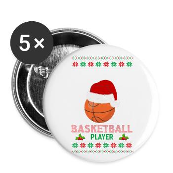 Santas Basketball Player Weihnachts Design - Buttons klein 25 mm (5er Pack) - Weiß - Vorne