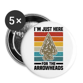 Arrowhead Hunting | Arrowheads Collector Gifts - Buttons small 1''/25 mm (5-pack) - white - Front