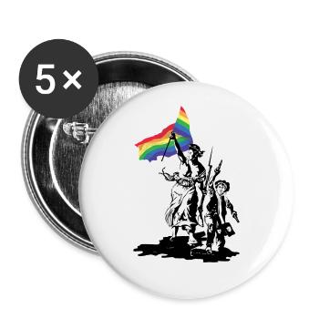 La liberté guidant les LGBT - Lot de 5 petits badges (25 mm) - blanc - Devant