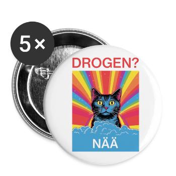 Drogen? Nää! - Buttons klein 25 mm (5er Pack) - Weiß - Vorne