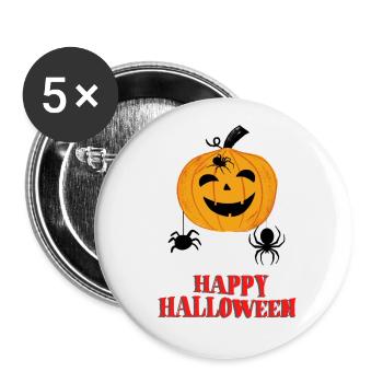 Happy Halloween - Buttons klein 25 mm (5er Pack) - Weiß - Vorne