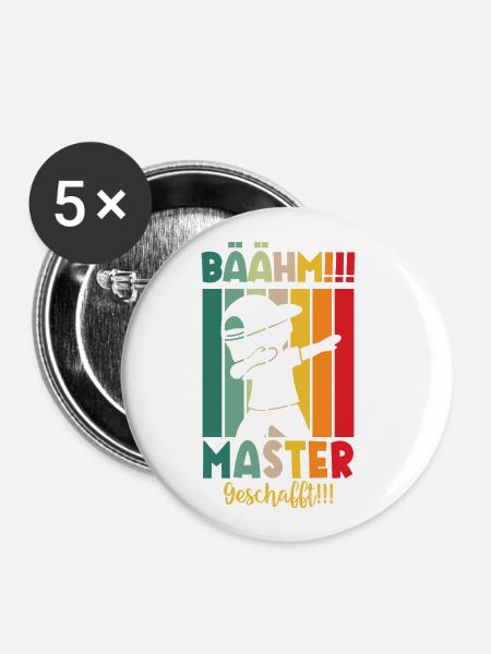 Master Masterabsolvent Masterabschluss Geschenk - Buttons klein 25 mm (5er Pack) - Weiß