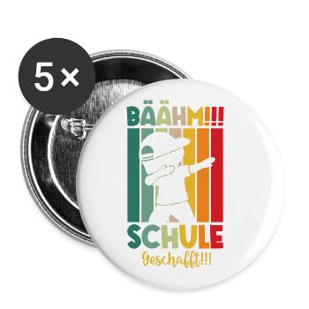 Schule Geschafft Schulabsolvent Schulabgänger 2024 - Buttons klein 25 mm (5er Pack) - Weiß - Vorne