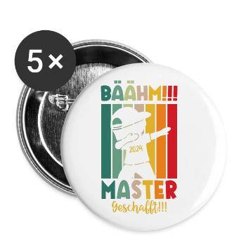 Master Masterabsolvent Masterabschluss Geschenk - Buttons klein 25 mm (5er Pack) - Weiß - Vorne