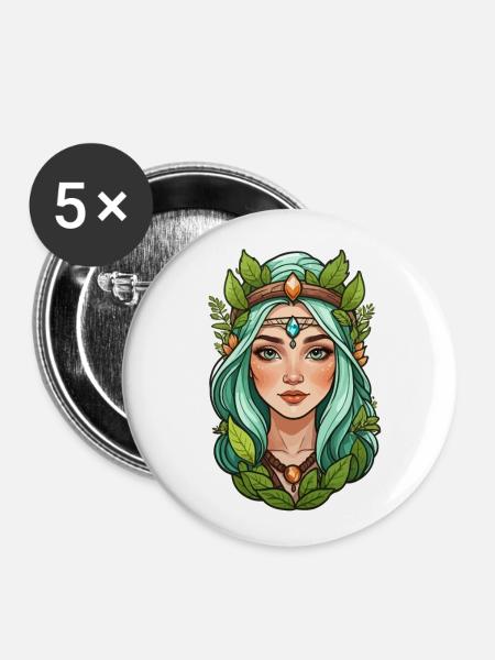 Druidin Druide Fantasy Illustration - Buttons klein 25 mm (5er Pack) - Weiß