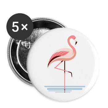 Flamingo in the water - Buttons small 1''/25 mm (5-pack) - white - Front