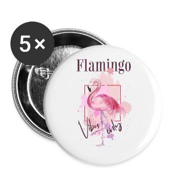 Flamingo Vibes Oiseau Exotique Été Rose Rose - Lot de 5 petits badges (25 mm) - blanc - Devant
