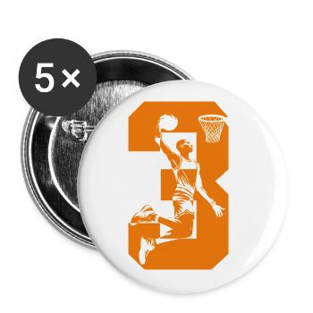 NUMÉRO 3 BASKETBALL 3E ANNIVERSAIRE - Lot de 5 petits badges (25 mm) - blanc - Devant