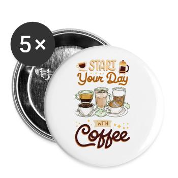 Café Coffee Lover Tasse à café Barista Vintage - Lot de 5 petits badges (25 mm) - blanc - Devant
