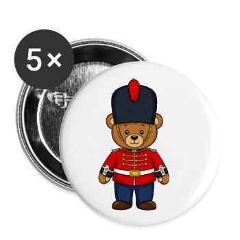 Teddybär Britische Ehrengarde Polizei - Buttons klein 25 mm (5er Pack) - Weiß - Vorne