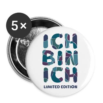 ICH BIN ICH - Affirmation Geschenk Selbstvertrauen - Buttons klein 25 mm (5er Pack) - Weiß - Vorne