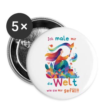 Ich male mir die Welt wie sie mir gefällt - Buttons klein 25 mm (5er Pack) - Weiß - Vorne
