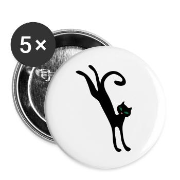 Retro jumping cat - Buttons small 1''/25 mm (5-pack) - white - Front