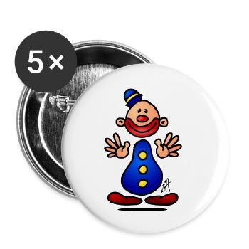 Clown - Buttons klein 25 mm (5er Pack) - Weiß - Vorne
