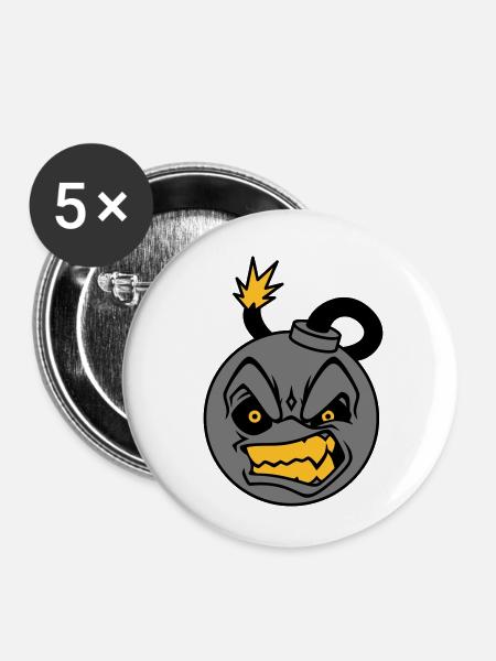 Angry Bomb - Buttons klein 25 mm (5er Pack) - Weiß